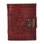 Book Leather Book of Shadows with lock pentagram and Besom design